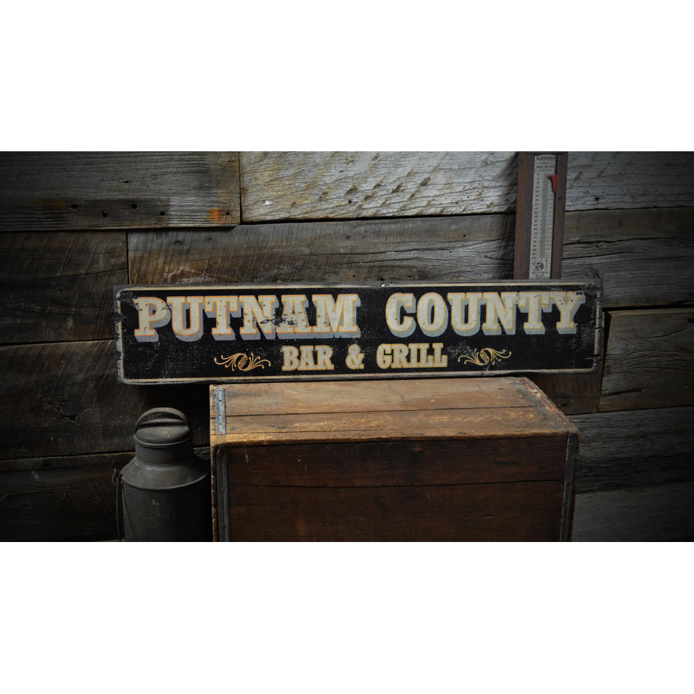 County Bar and Grill Vintage Wood Sign