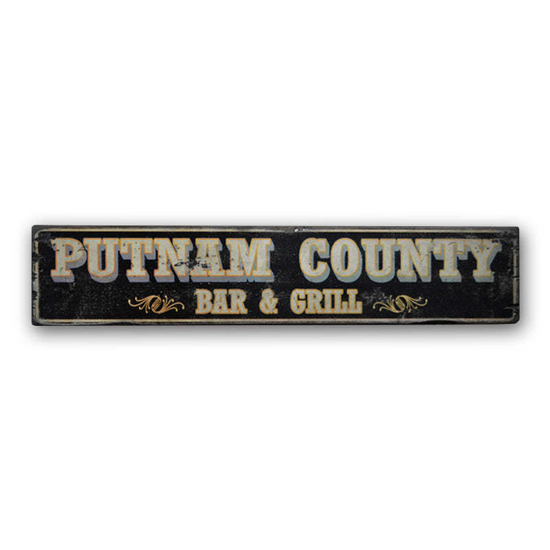 County Bar and Grill Rustic Wood Sign