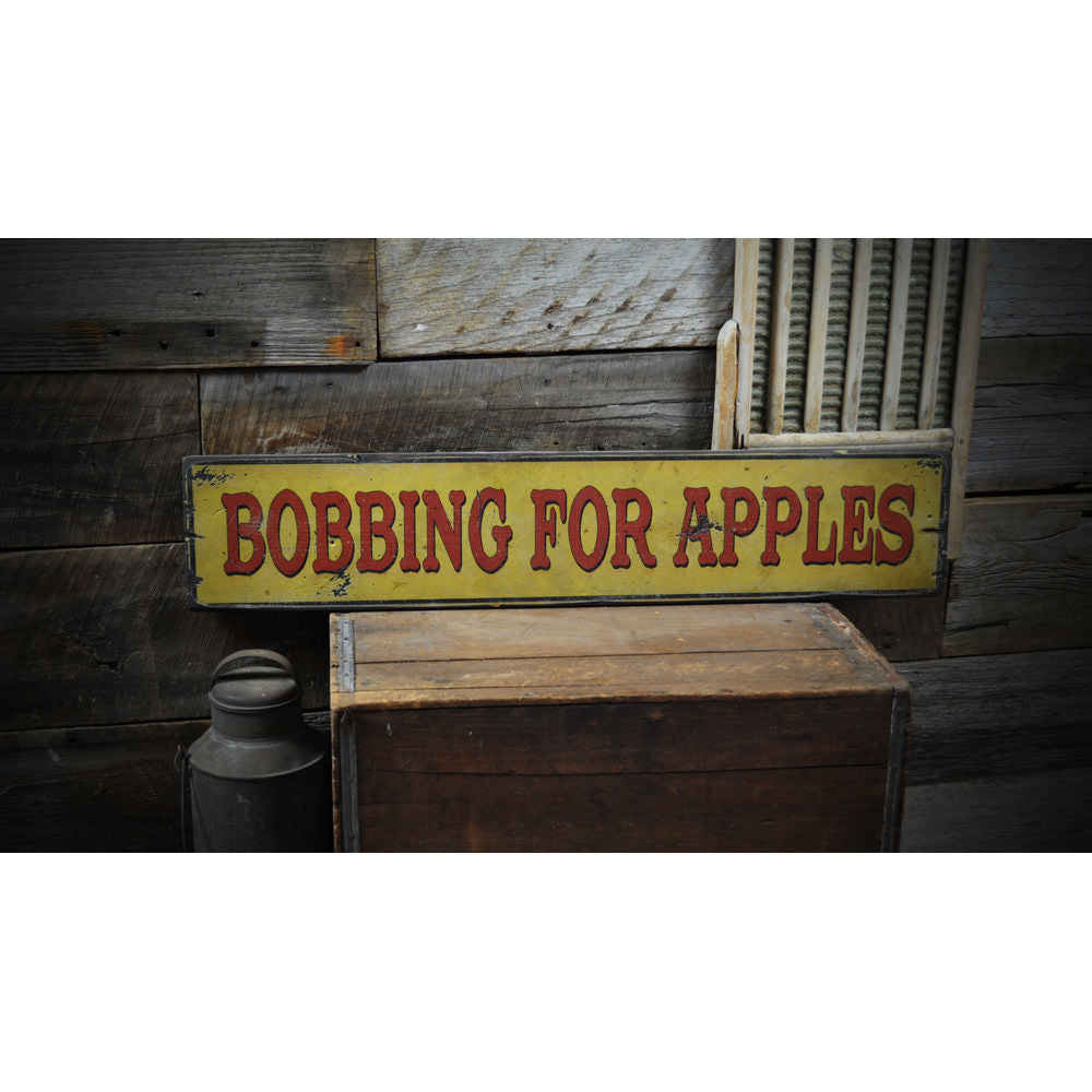 Bobbing For Apples Vintage Wood Sign