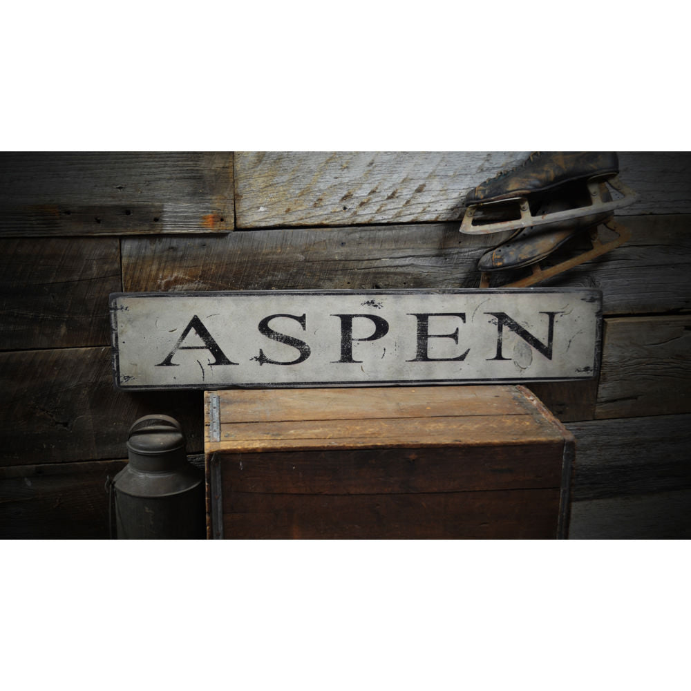 Aspen Ski Destination Vintage Wood Sign