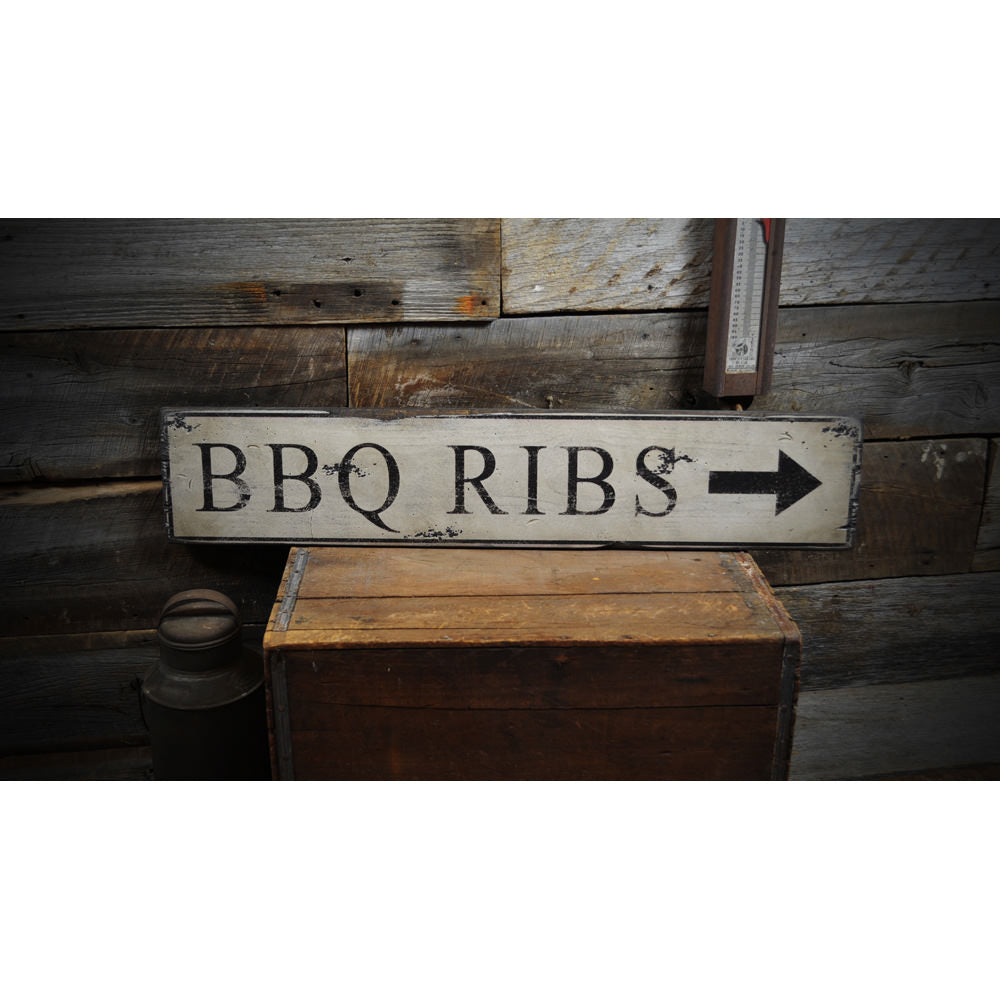 BBQ Ribs Vintage Wood Sign