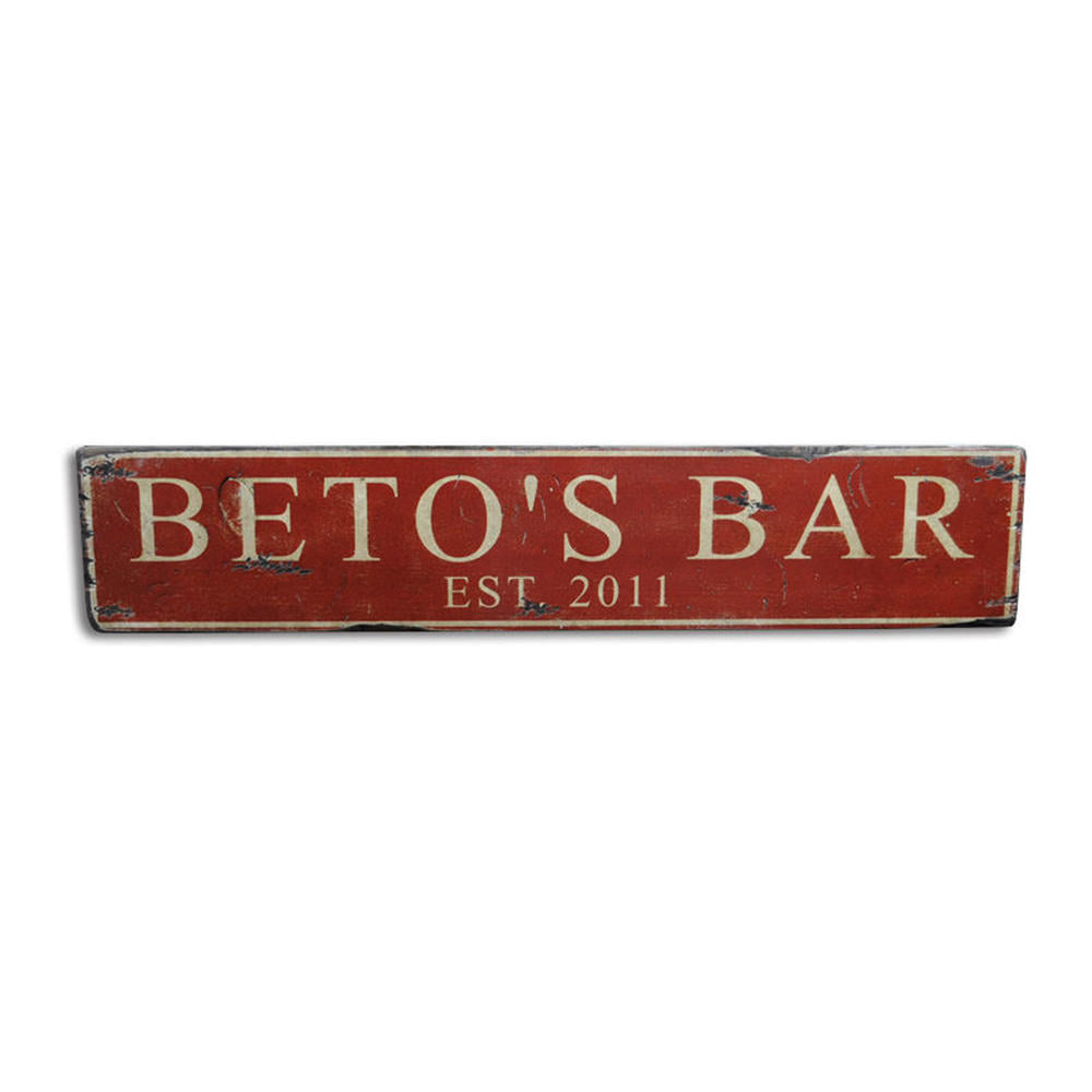 Bar Established Date Vintage Wood Sign