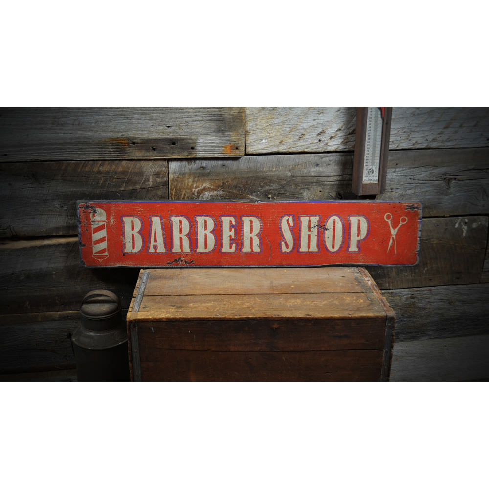 Barber Shop Vintage Wood Sign