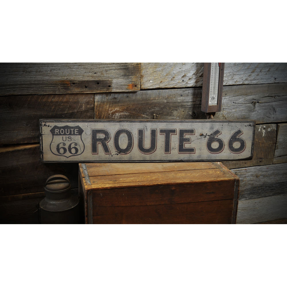 Nostalgic Route 66 Vintage Wood Sign