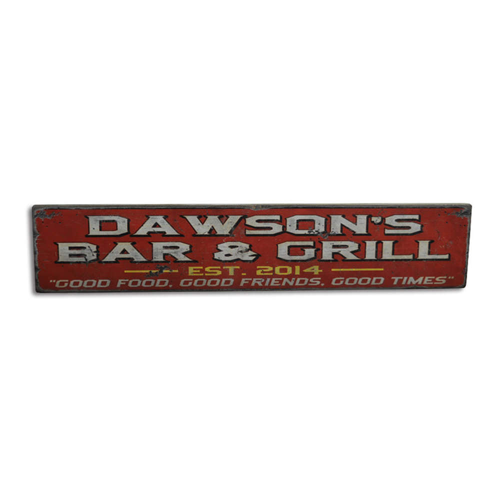 Bar & Grill - Good Food Vintage Wood Sign