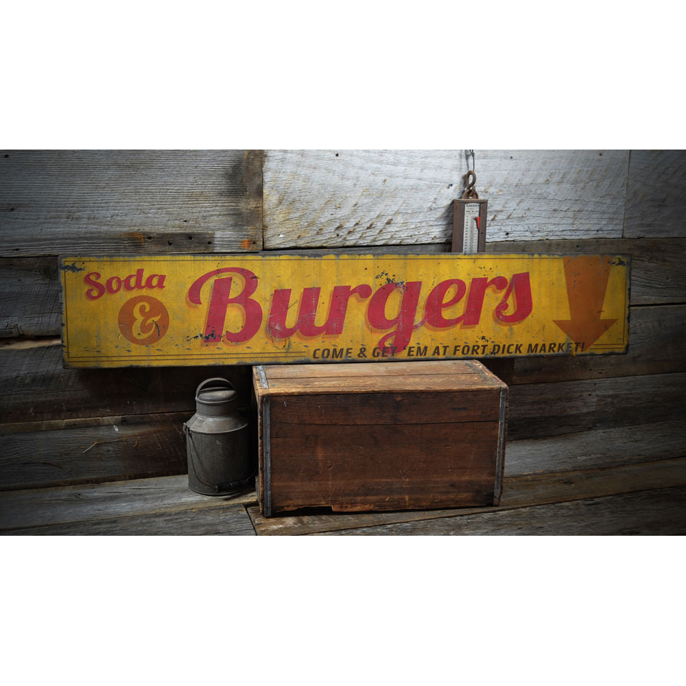 Sodas and Burgers Come and Get 'em Vintage Wood Sign