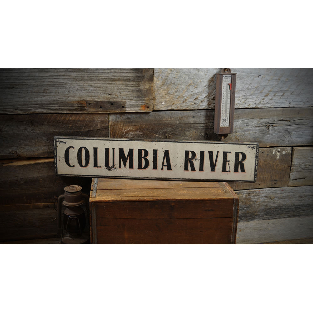 Primitive River Vintage Wood Sign