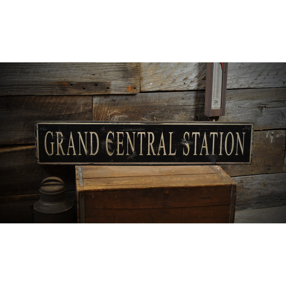 Grand Central Station Vintage Wood Sign