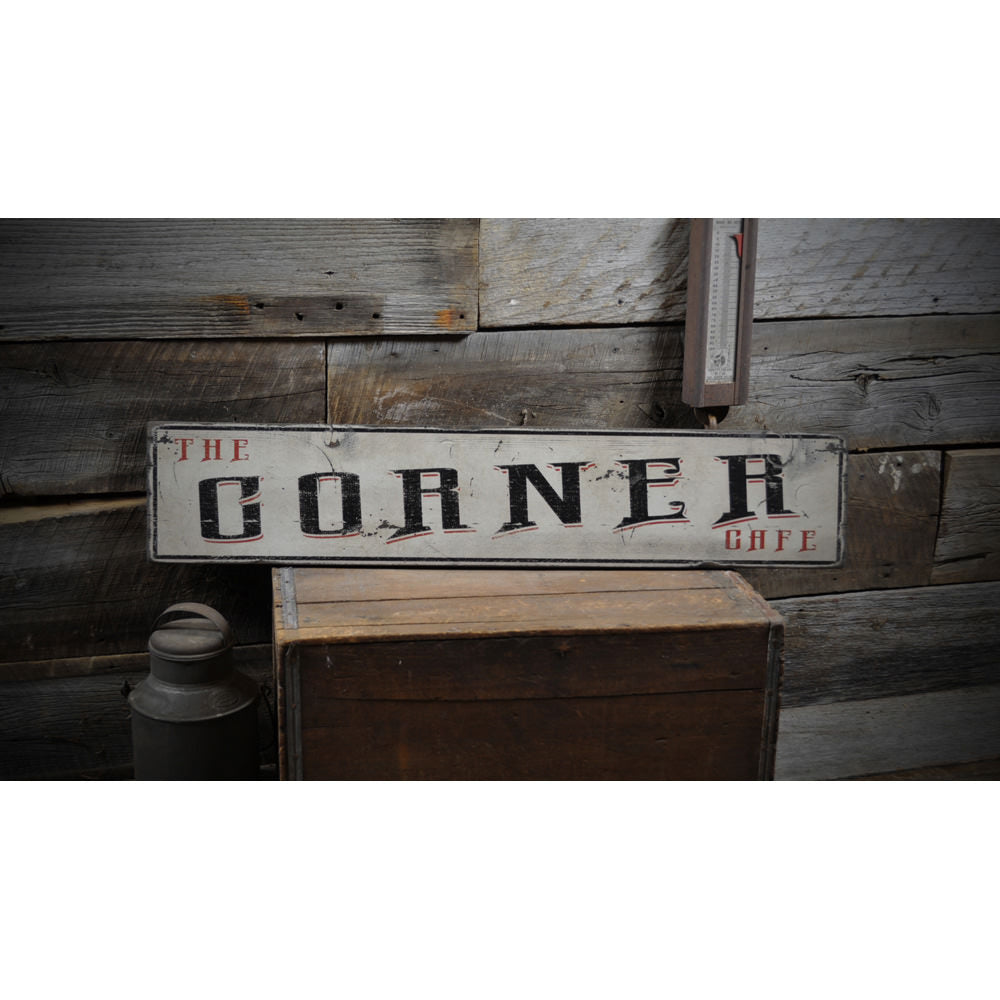 The Corner Cafe Vintage Wood Sign