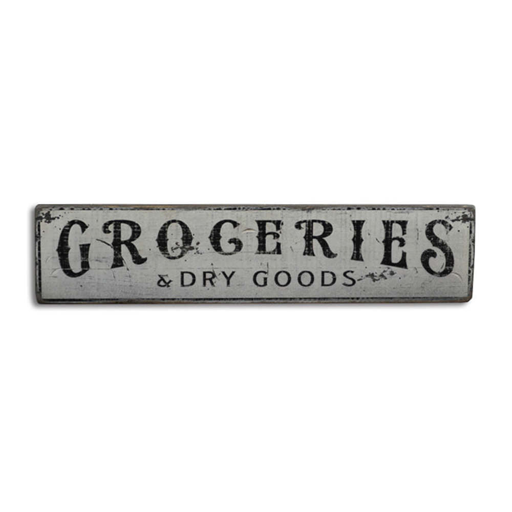 Groceries & Dry Goods Kitchen Vintage Wood Sign