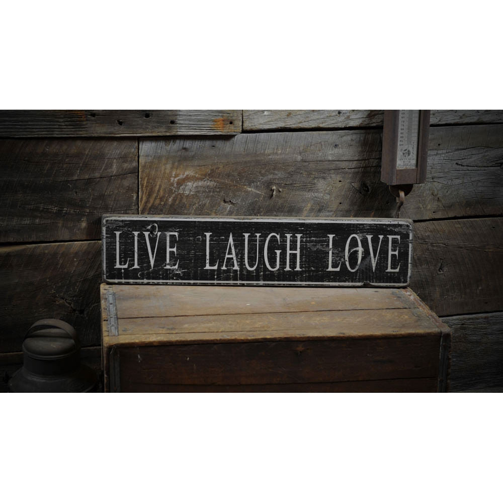 Live Laugh Love Vintage Wood Sign