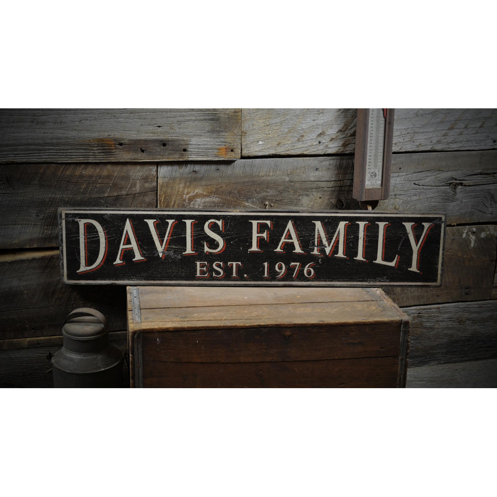 Family Name Est Date Vintage Wood Sign