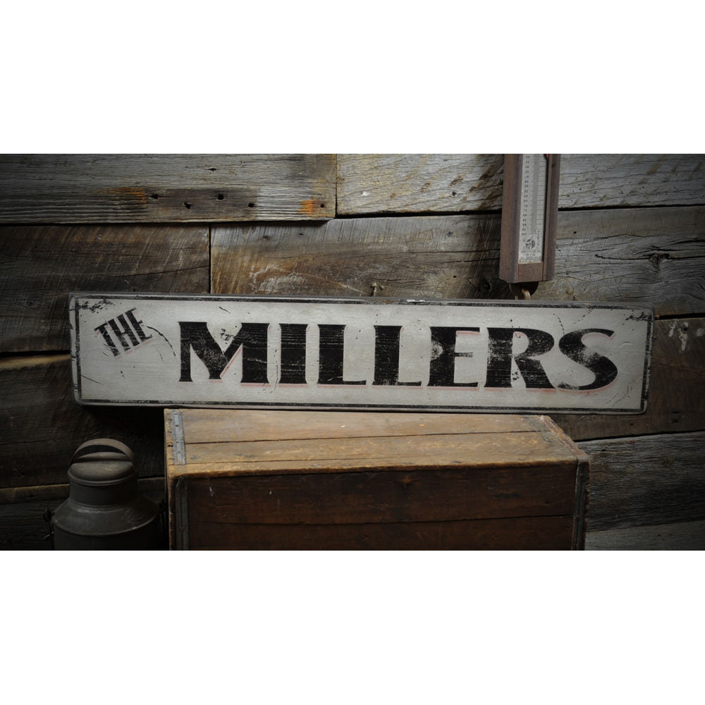 Family Name Vintage Wood Sign