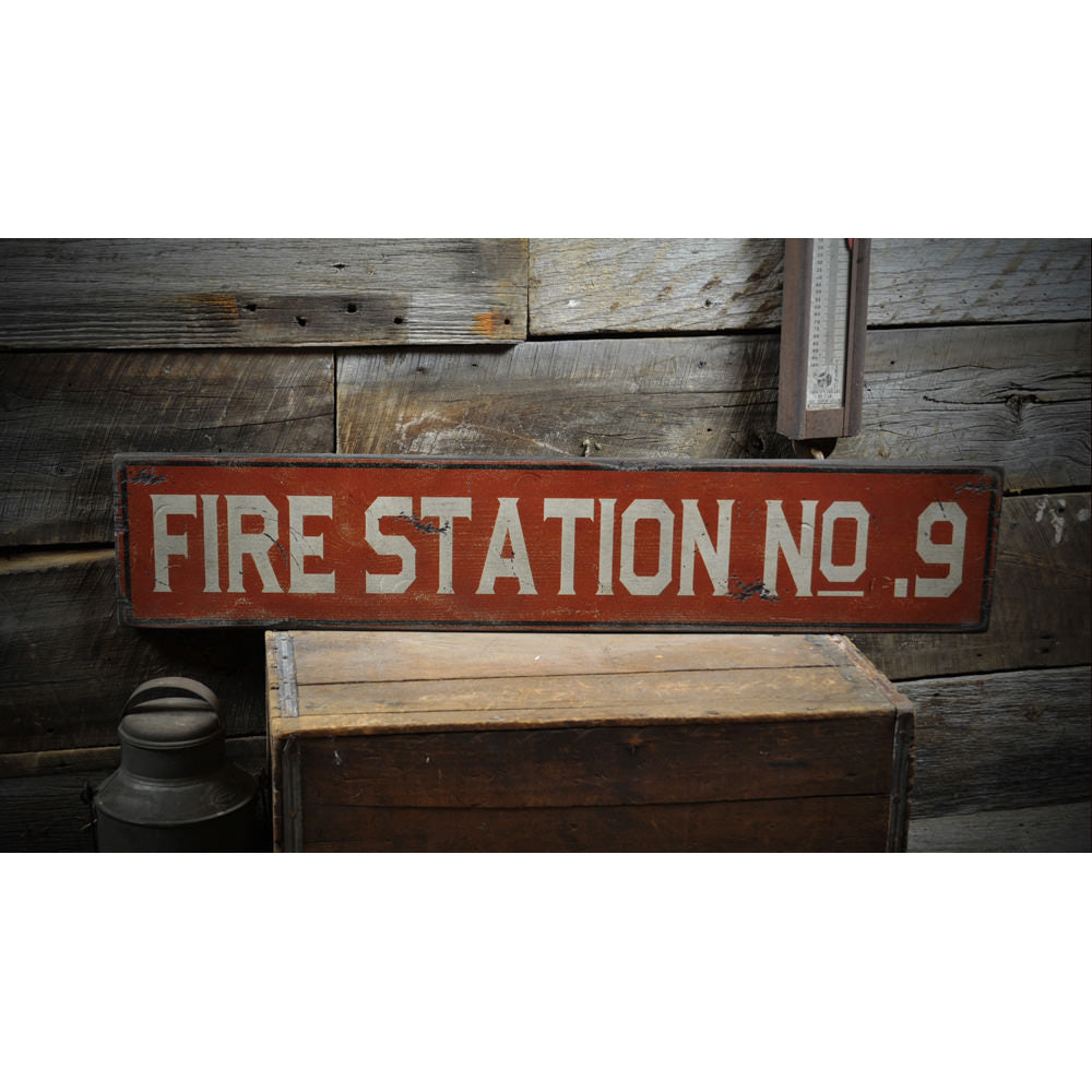 Fire Station Vintage Wood Sign