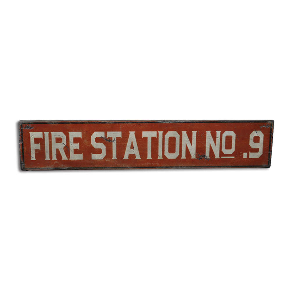 Fire Station Vintage Wood Sign