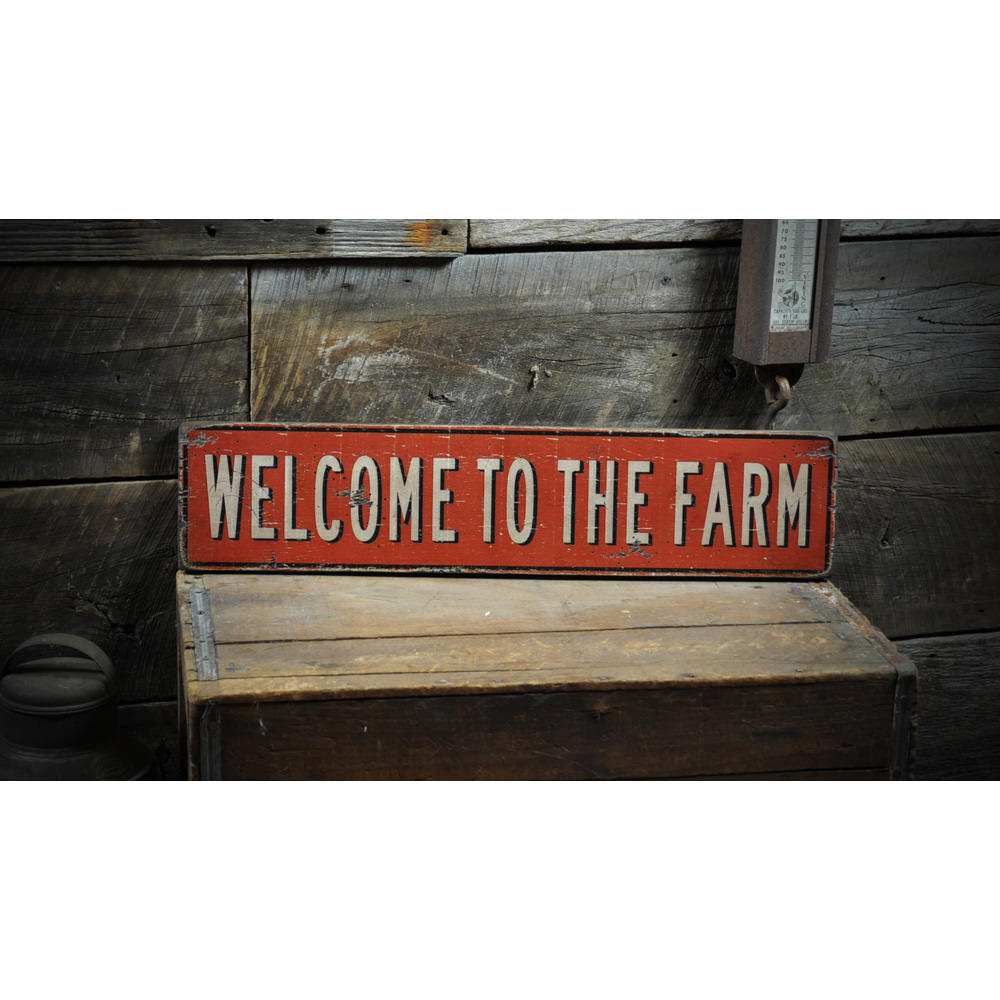 Welcome To The Farm Vintage Wood Sign