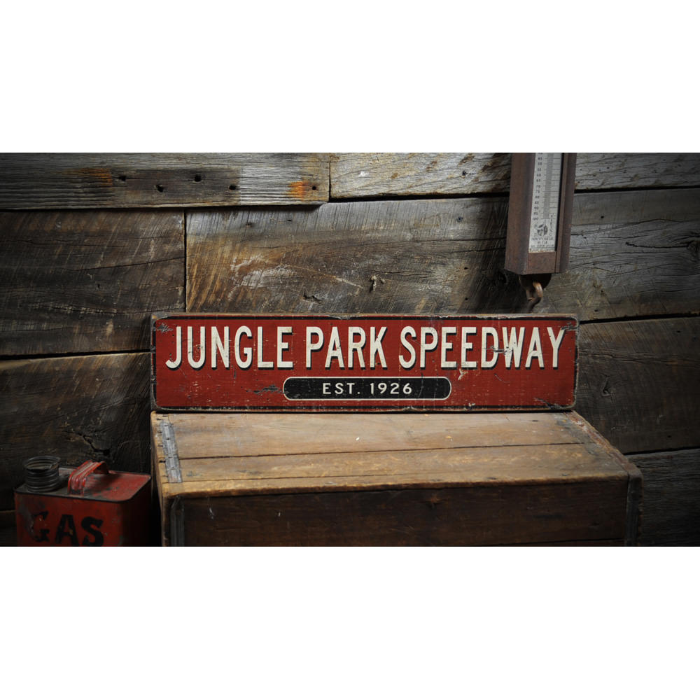 Jungle Park Speedway Vintage Wood Sign