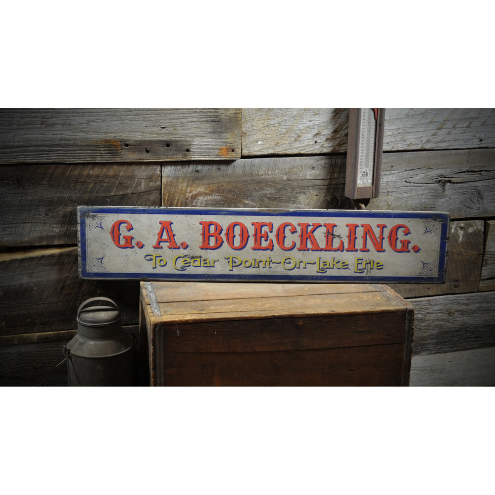 Lake Erie G A Boeckling Ferry Boat Vintage Wood Sign