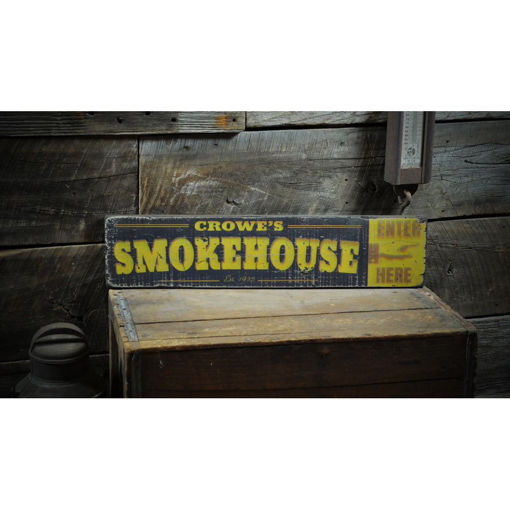 BBQ Smokehouse Vintage Wood Sign
