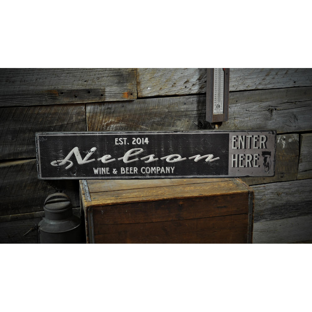 Wine & Beer Co. Vintage Wood Sign