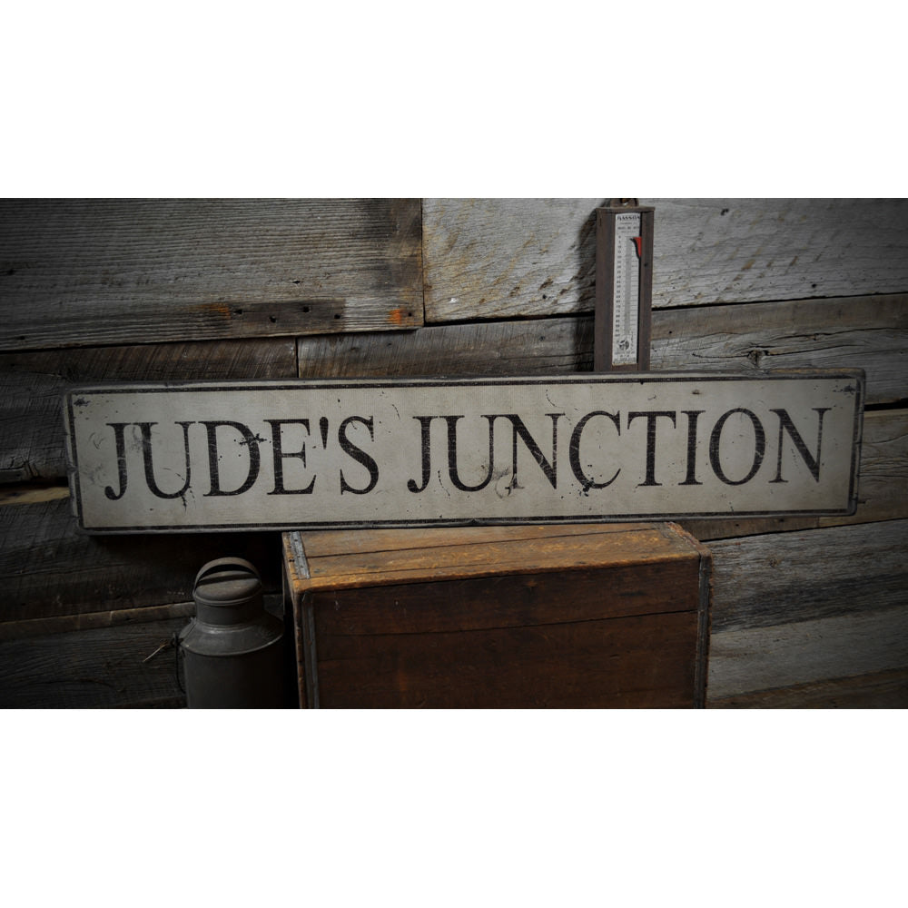 Junction Name Vintage Wood Sign
