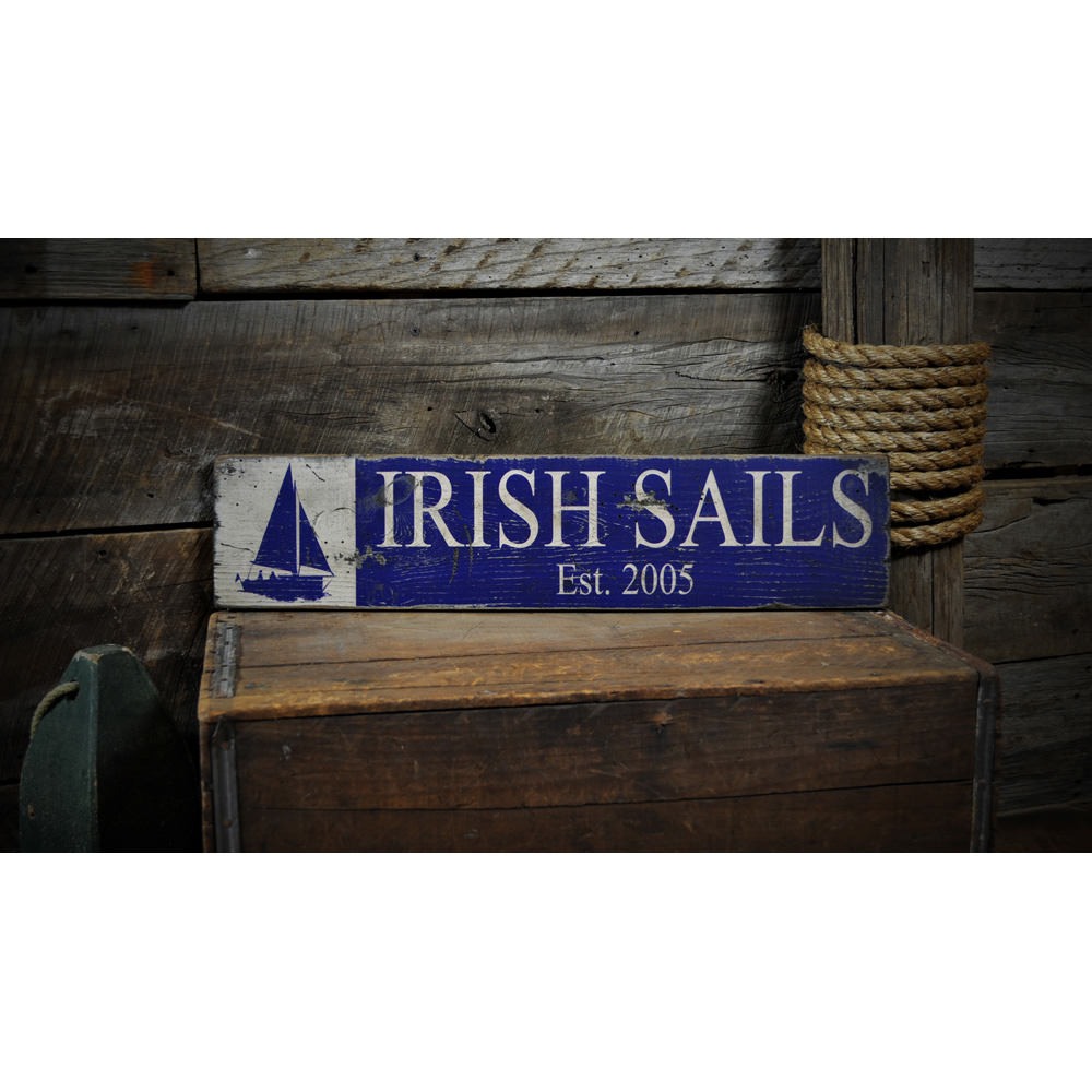 Family Sailboat Date Vintage Wood Sign