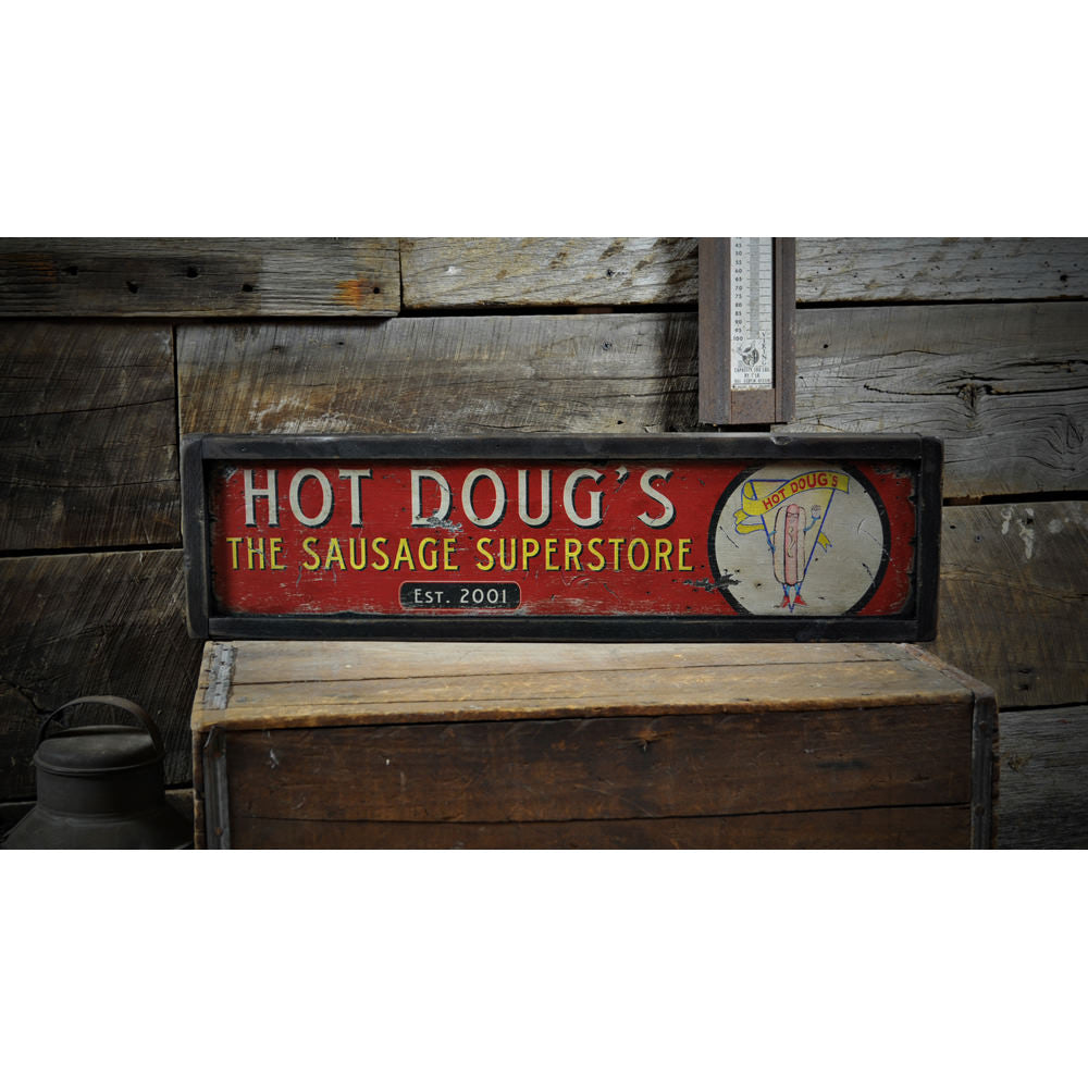 Hot Dog Business Vintage Wood Sign