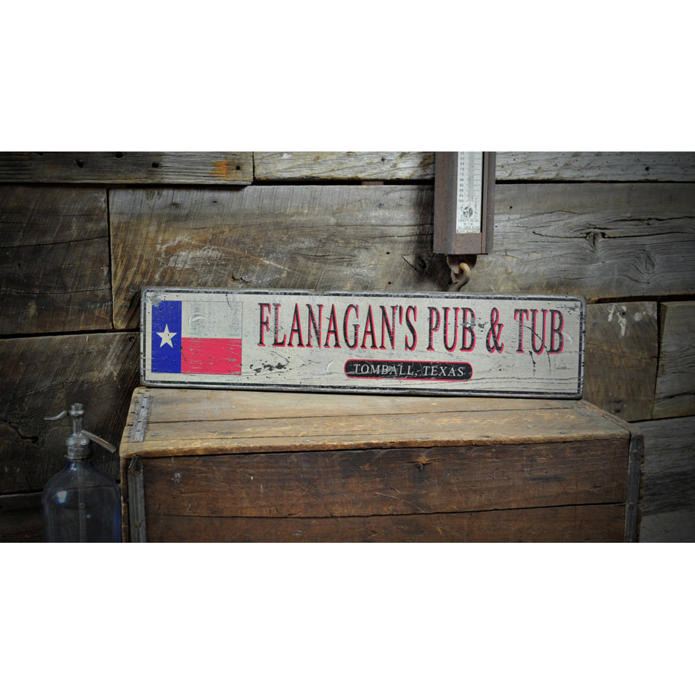 State Flag Pub Tavern Vintage Wood Sign