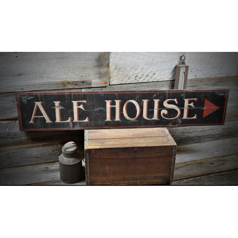 Ale House Pub Brewery Vintage Wood Sign
