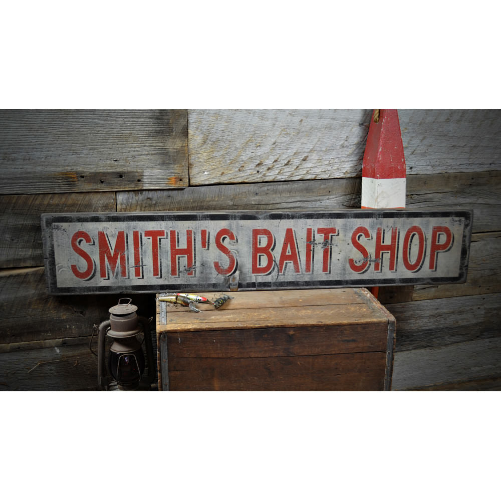 Bait Shop Vintage Wood Sign