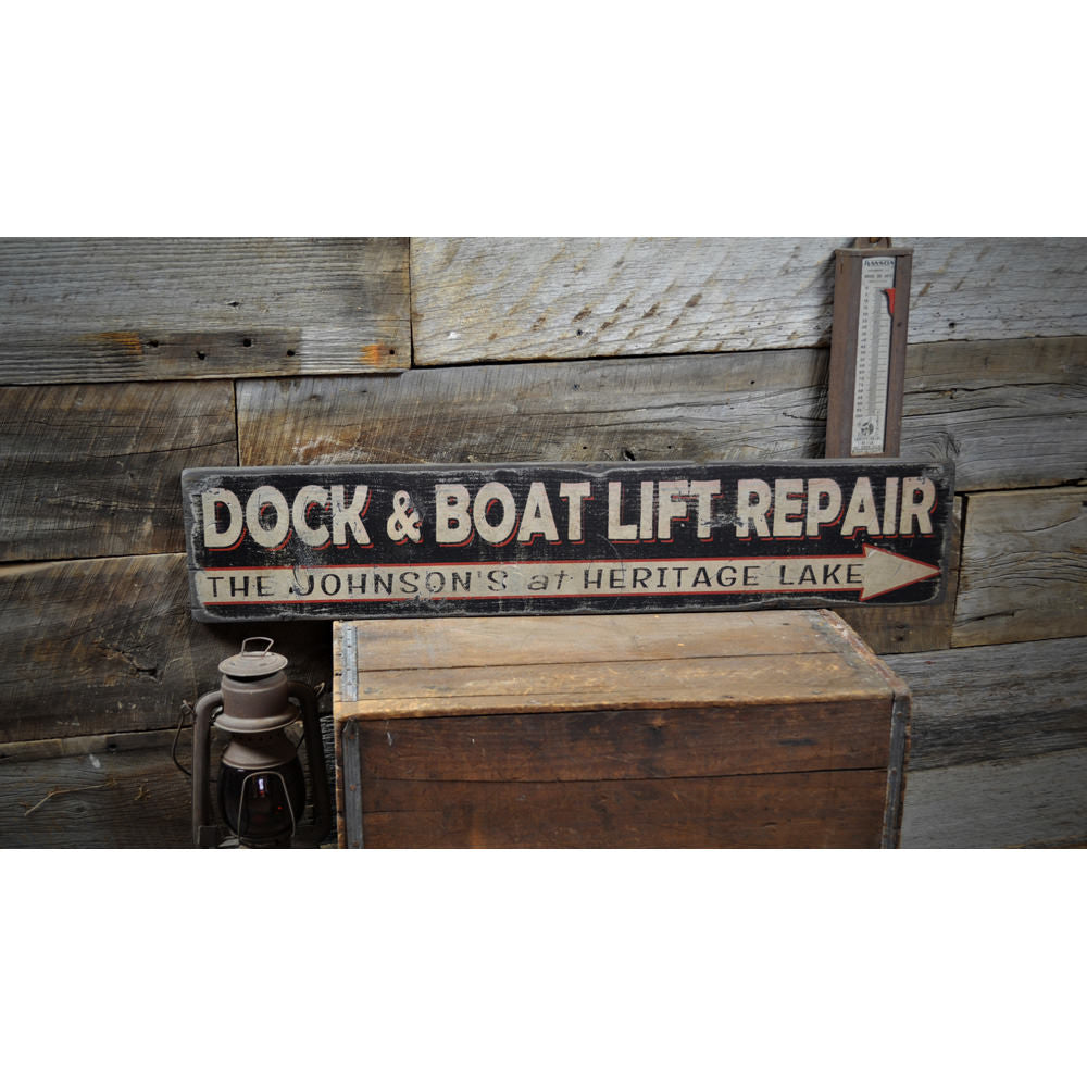 Dock & Boat Lift Repair Vintage Wood Sign