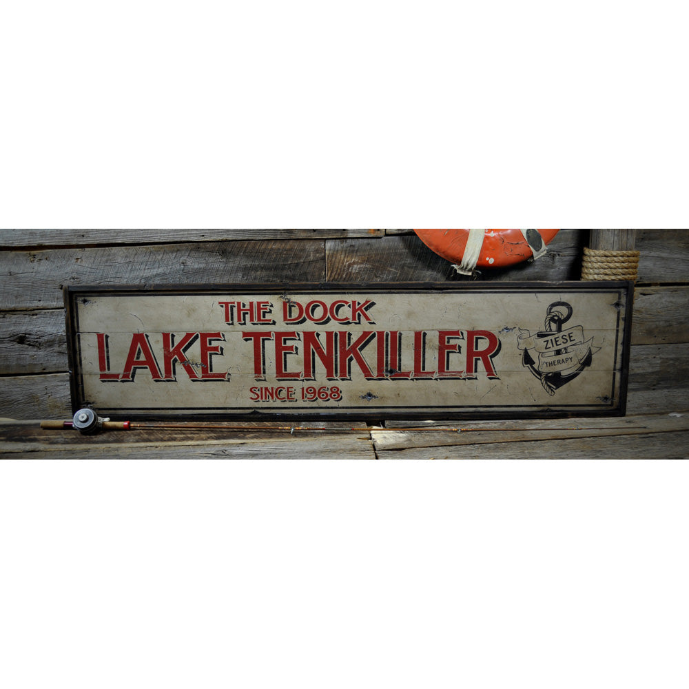 Lake House Est. Date Vintage Wood Sign