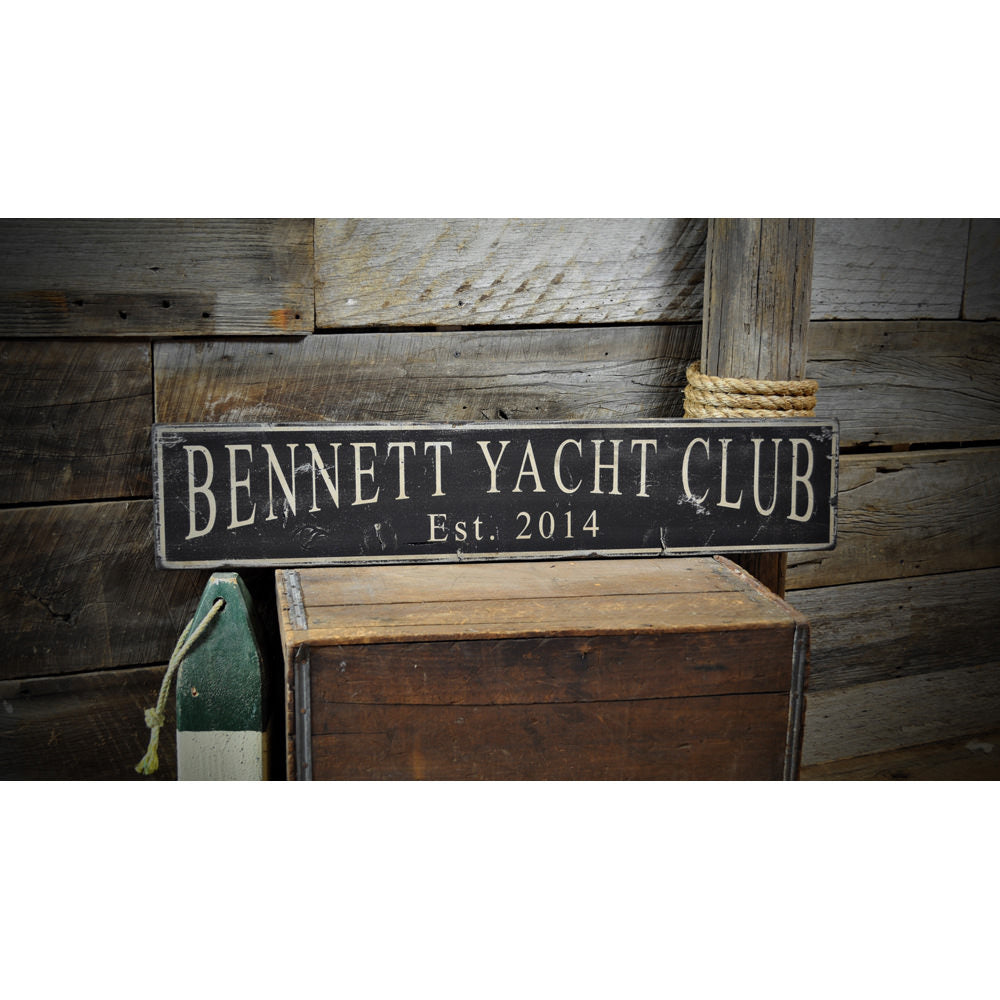 Yacht Club Est. Date Vintage Wood Sign