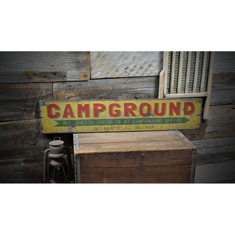 City State Campground Vintage Wood Sign