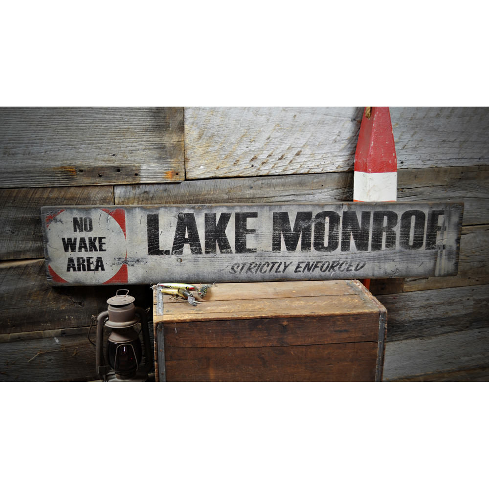 No Wake Area Lake House Vintage Wood Sign