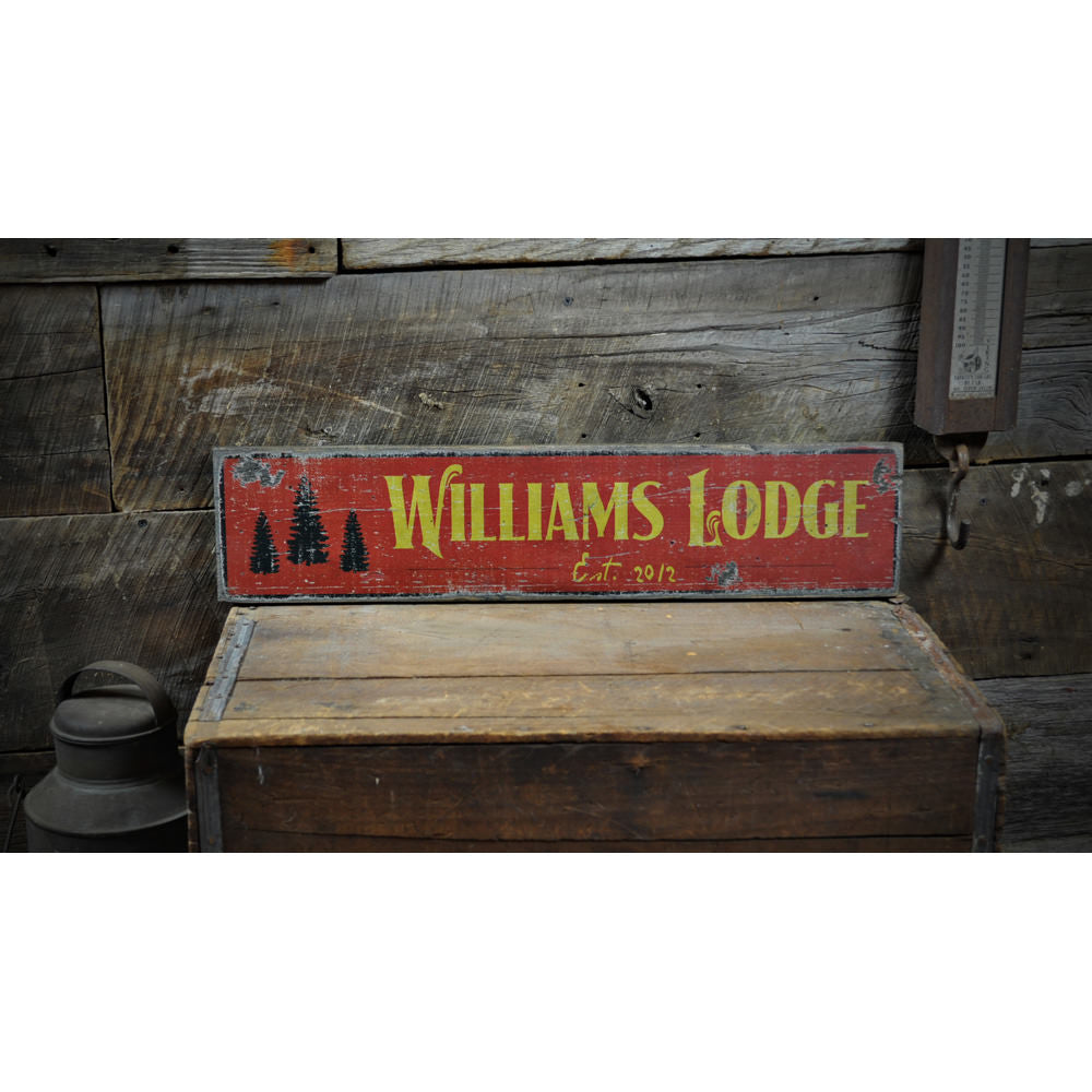 Lodge or Cabin Est Date Vintage Wood Sign