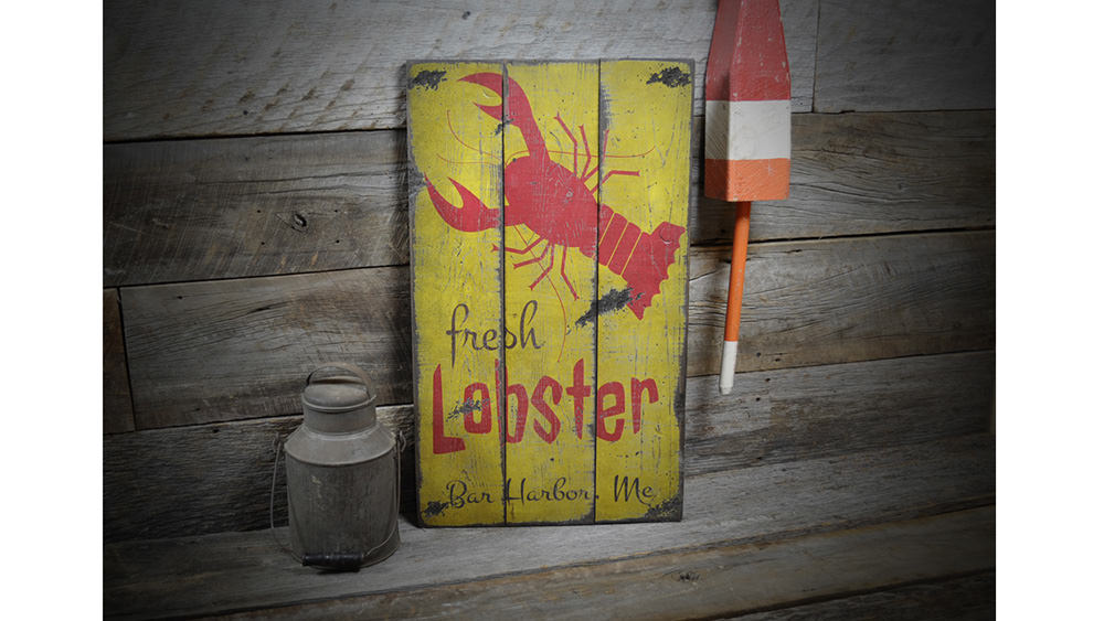 Fresh Lobster City State Vintage Wood Sign