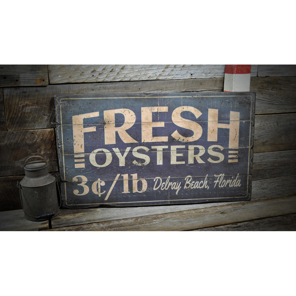 Oysters Vintage Wood Sign