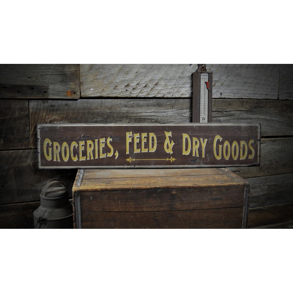 Groceries Vintage Wood Sign