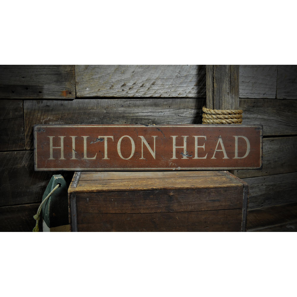 Primitive Hilton Head Vintage Wood Sign