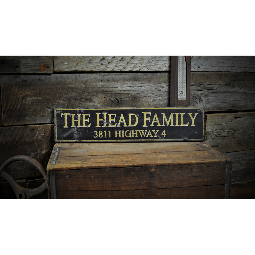 Family & Address Vintage Wood Sign