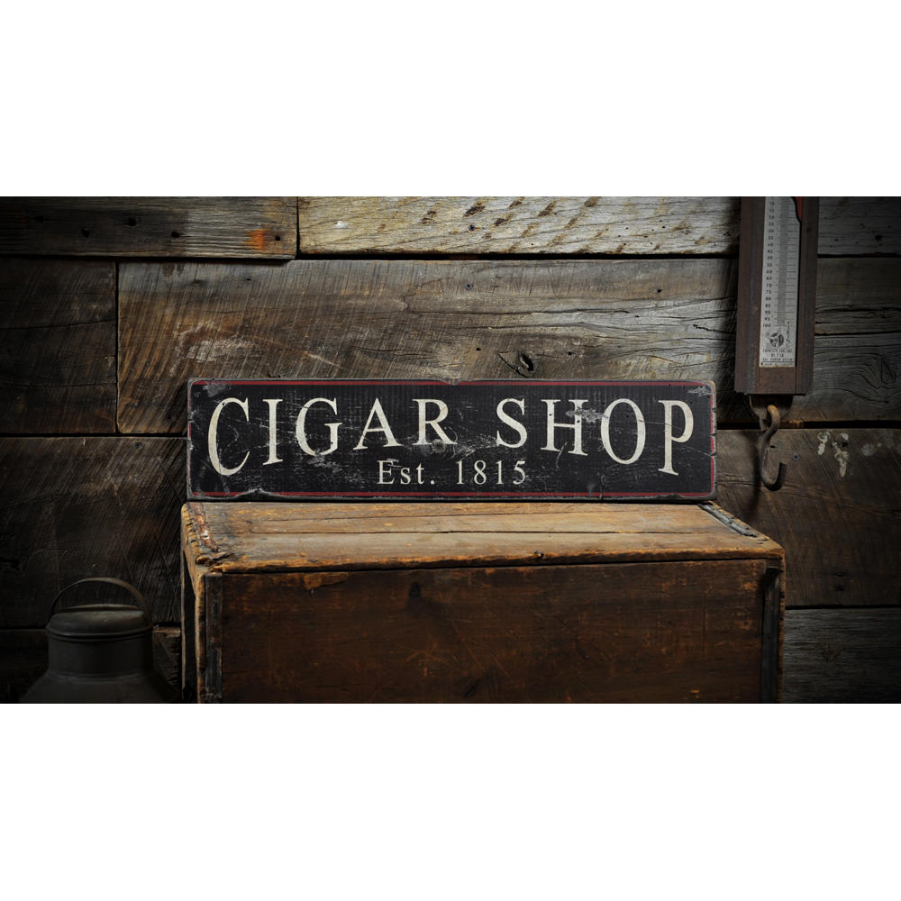 Cigar Shop Est Date Vintage Wood Sign