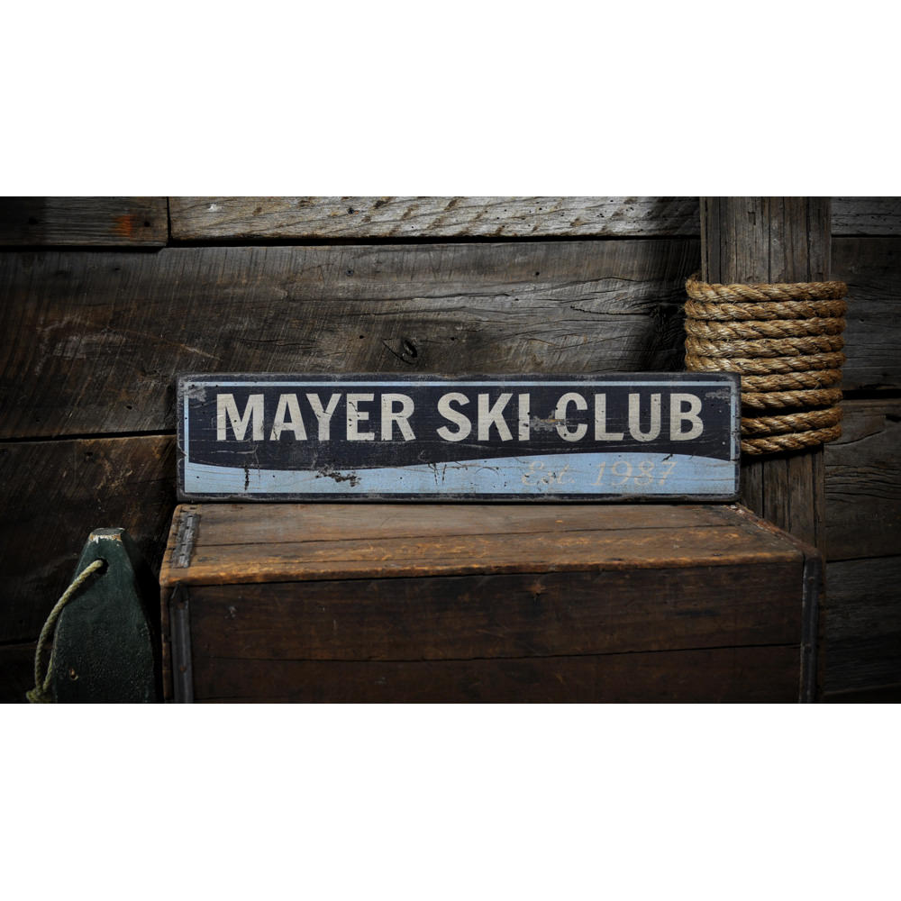 Water Ski Club Est. Date Vintage Wood Sign