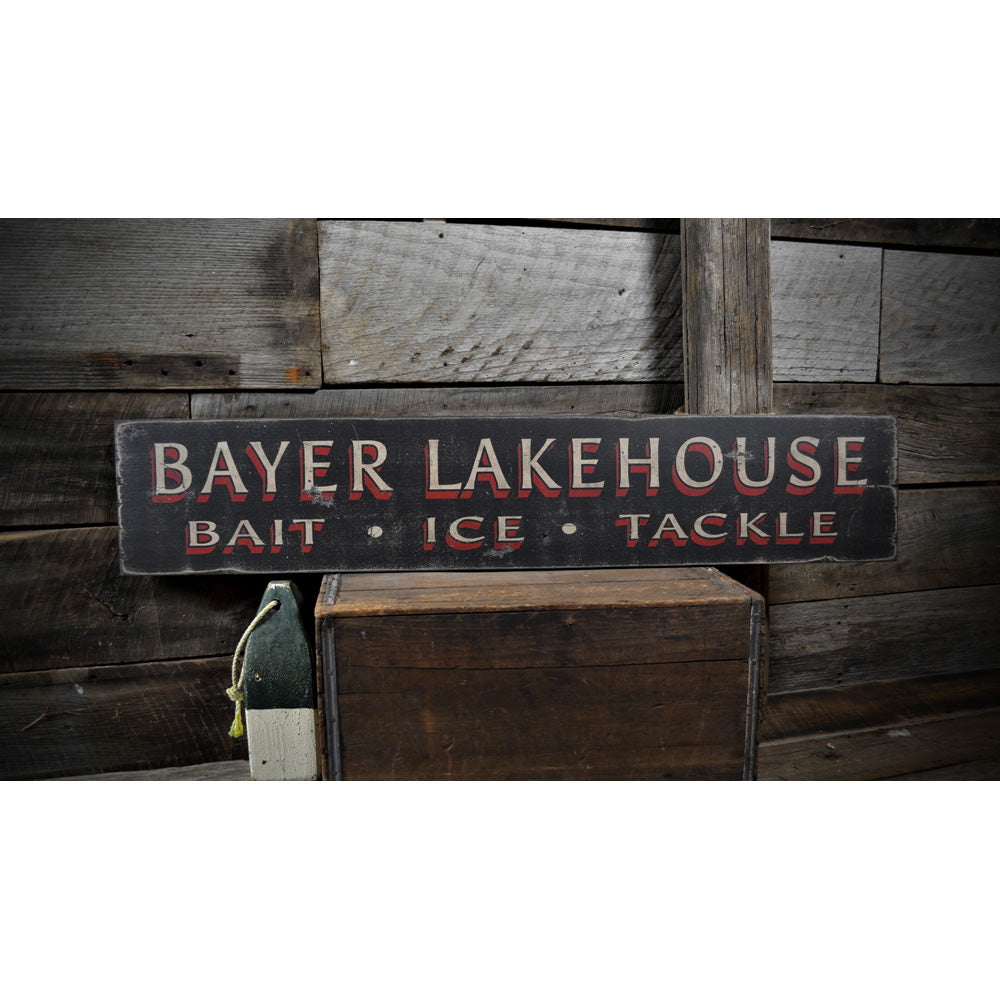 Lakehouse Bait Vintage Wood Sign