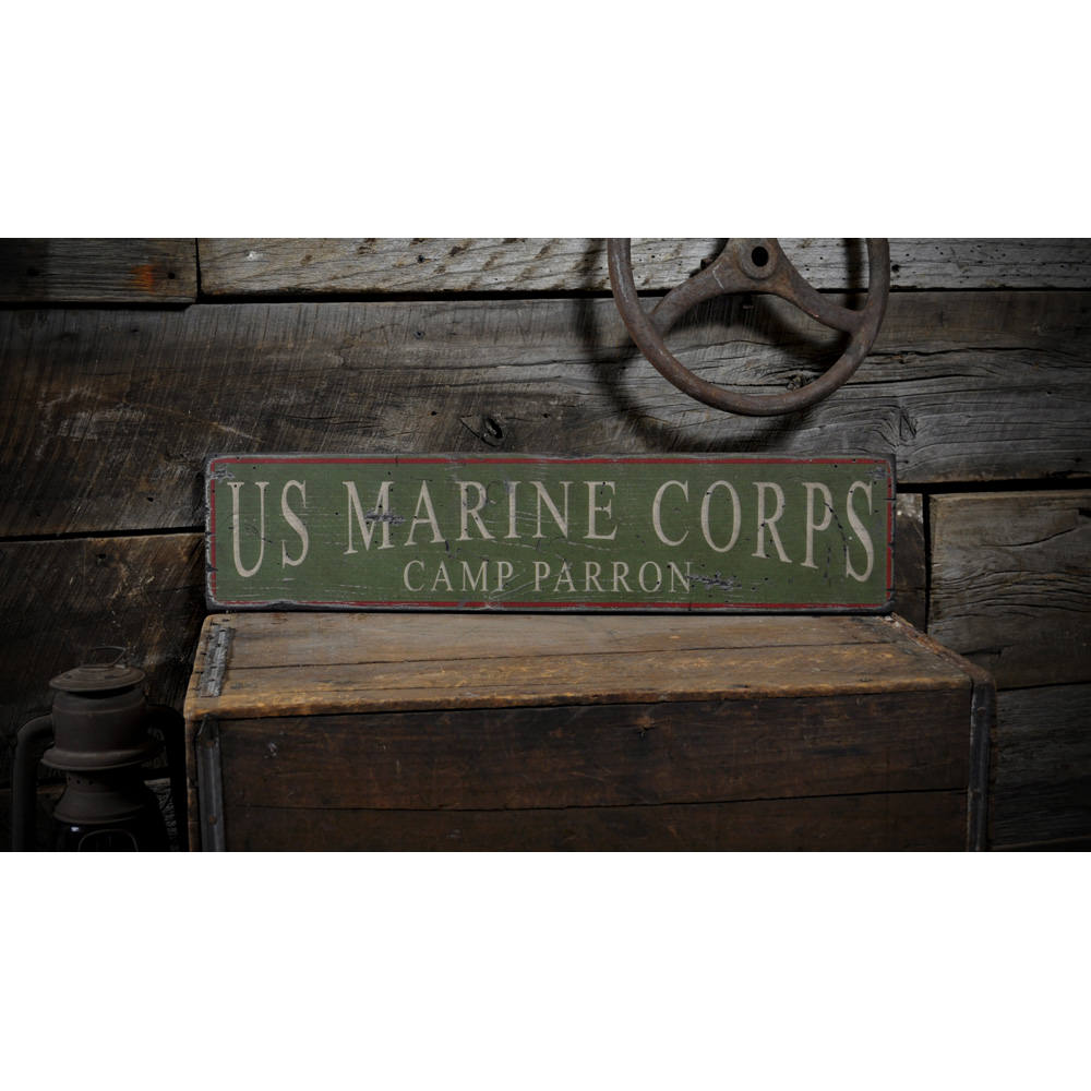 Marine Corps Camp Vintage Wood Sign