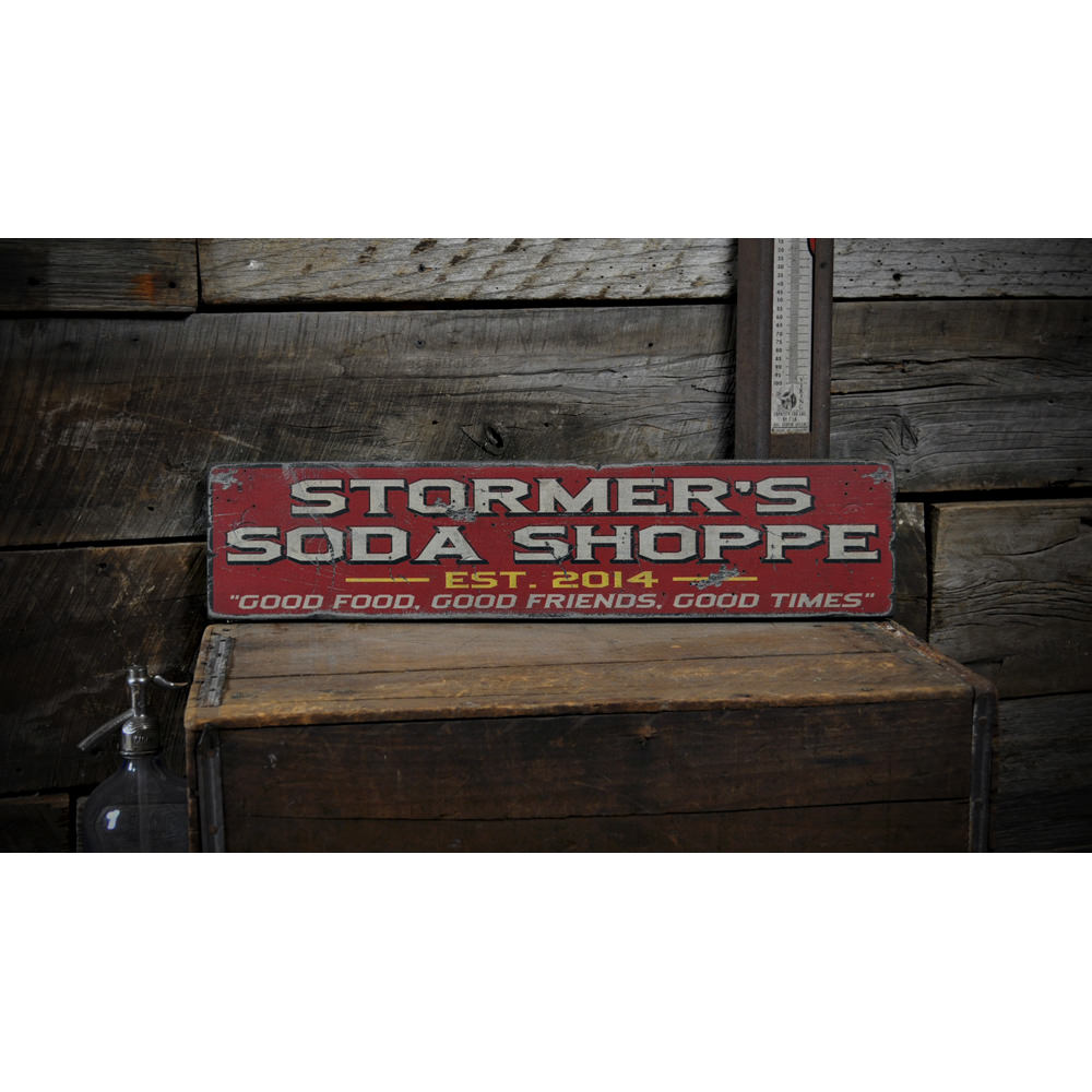 Soda Shoppe Est. Date Vintage Wood Sign