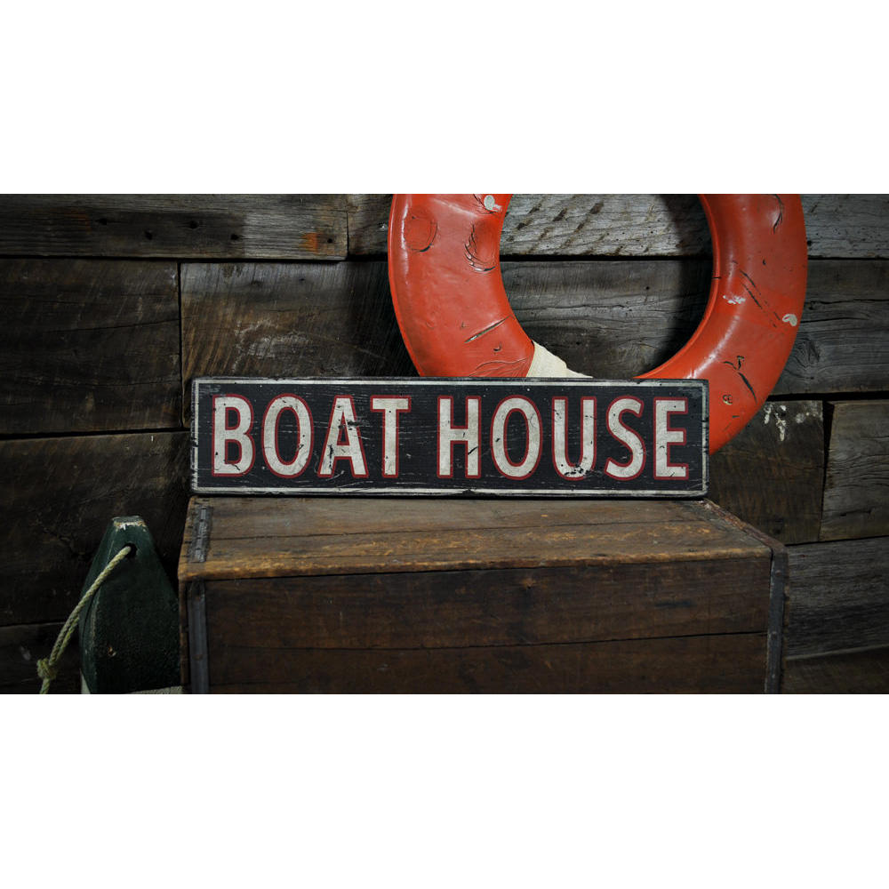 Distressed Boat House Vintage Wood Sign