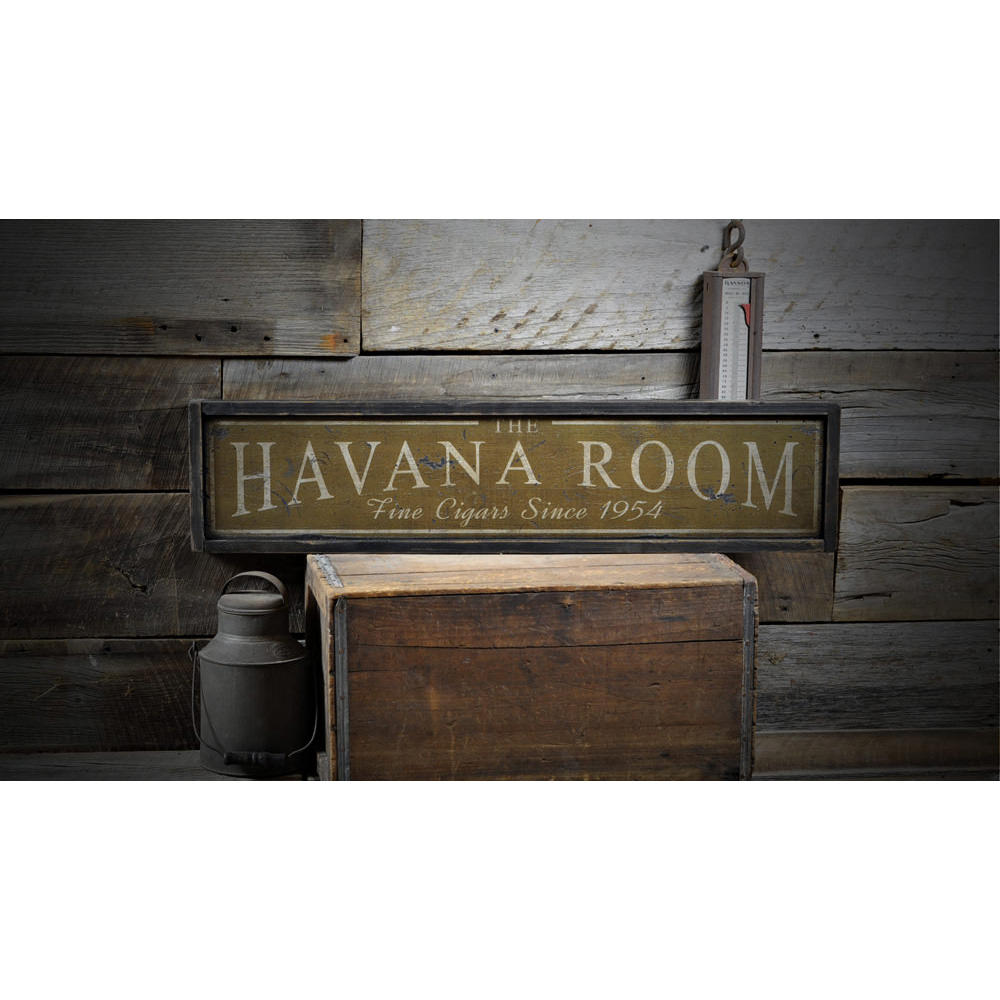 Havana Room Fine Cigar Vintage Wood Sign