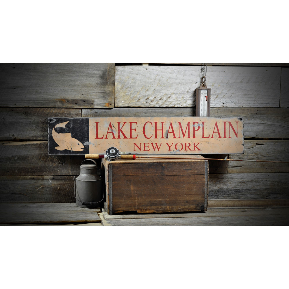 Lake Vintage Wood Sign