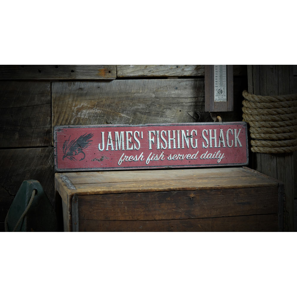 Fishing Shack Fish Vintage Wood Sign